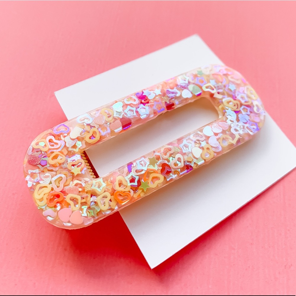 y2k confetti barrette